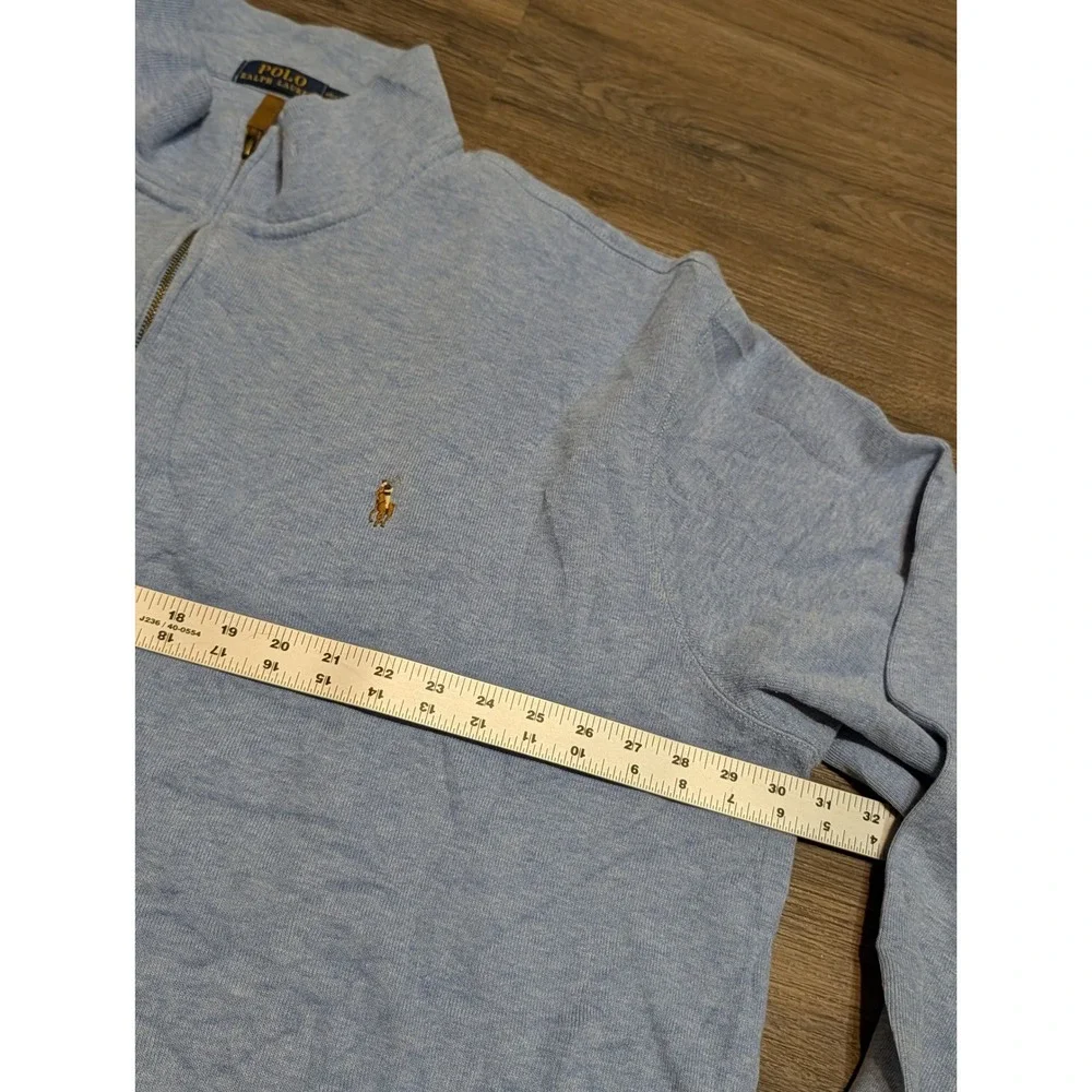 Polo Ralph Lauren Mens 4XLT Light Blue Heather 1/4 Zip Pullover Cotton Sweater